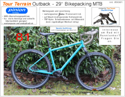 ✅ Pinion Tout Terrain  Outback  mit Shift:R Road Rennlenker  #0081Road   Bikepacking Mountainbike - kurzfristig (Sonderumbau)