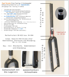 Tout Terrain Touringfork II  - Bikepacking  Carbongabel -  NEU