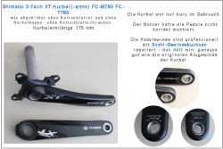 ⚠️Shimano XT 3-fach Kurbel-(arme) FC-M780 FC-T780 ohne Kettenblätter - gebraucht - repariert