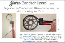 Gates  - Bandschlüssel (rot)  zum Gegenhalten/Wechseln von Riemenscheiben