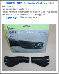 ⚠️ Ergon  GP1 Bioleder Ledergriffe  - für Drehgriffschaltung - z. B. Rohloff, Pinion, Nexus, Enviolo - OVP
