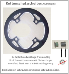 Alu Kettenschutzscheibe XLC  für 4-arm-Kurbel -  LK 104 (z. B. Truvativ)  42 Zähne - opt. Kettenblattschrauben