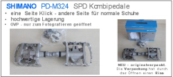 ⚠️Shimano SPD-Pedale  Kombipedal PD-M324 Sonderpreis statt UVP 84,95 Euro  - eine Seite für normale Schuhe - eine Seite Klick