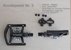 Pedal Nr. K3  Tout Terrain  Touringpedal - Kombipedal,   eine Seite Klick, eine Seite normal - Sonderpreis