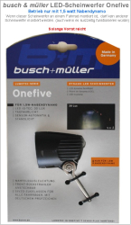 ✅  Busch & Müller LED-Scheinwerfer Onefive 30 Lux - 1,5 Watt. Mit Standlicht und Tagfahrlicht Sensorautomatik* - 30% weniger Kraftbedarf