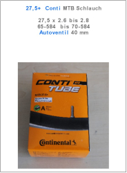 ⚠️ 27,5+ MTB-Schlauch mit Autoventil Conti  27,5 x 2.6 bis 2.8  -    65 bis 70 x 584 - Sonderpreis - Abnahme 2 Stück Fahrradschlauch