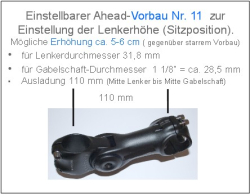 ⚠️Verstellbarer Vorbau Nr. 11 -   einstellbar  für 1 1/8"  Gabelschaft - 31,8 mm Lenkerklemmung - Vorbauangebot