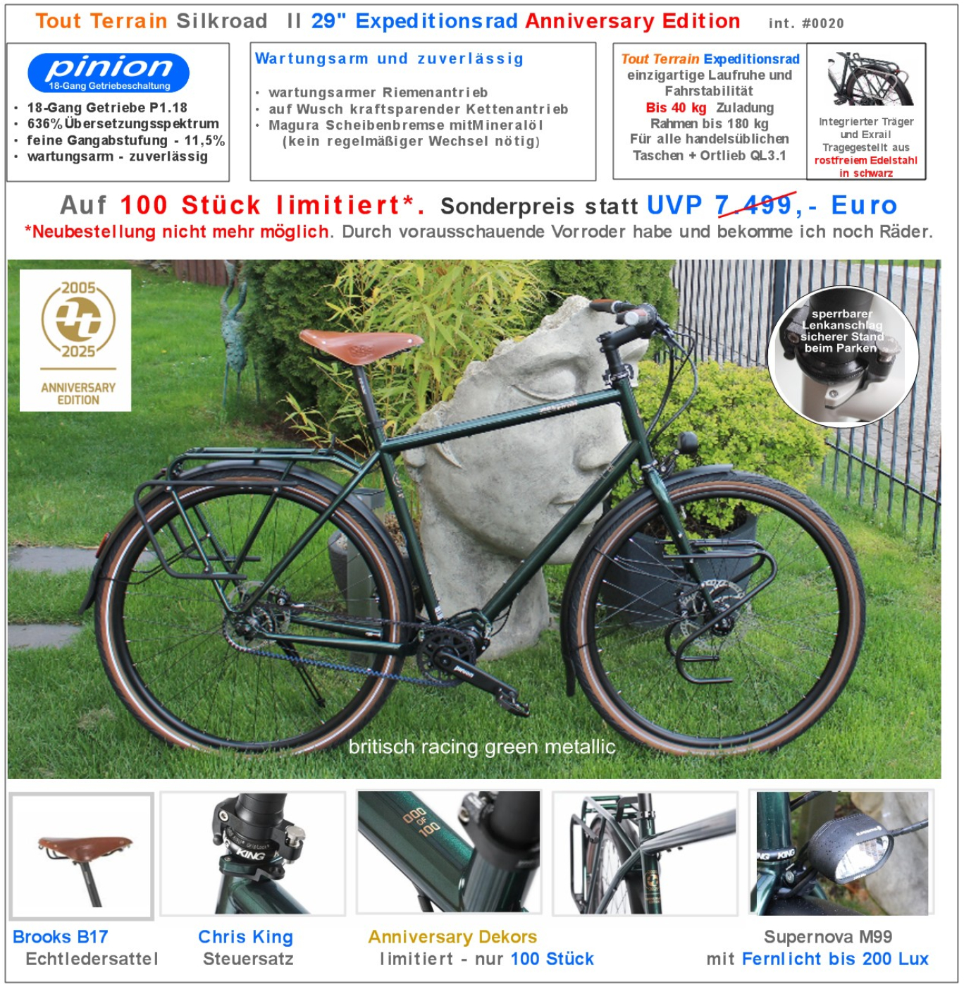 ⏫ vorrätig ab 6.390,- Euro ❗   Tout Terrain Silkroad Anniversary  - limitiert auf 100 Stück  - Sonderedition int. #0020 Jubiläumsmodell